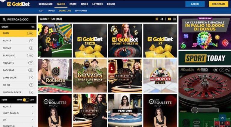 Goldbet Casino: registrazione, slot, bonus, live, mobile
