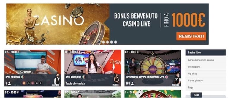 Snai Casino: registrazione, slot, bonus, live, mobile
